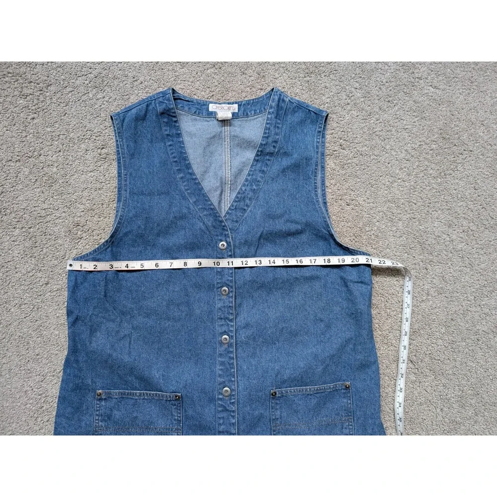 Vintage Cherokee Denim Vest Women's L   100% Cotton Tie Back Y2K 90s